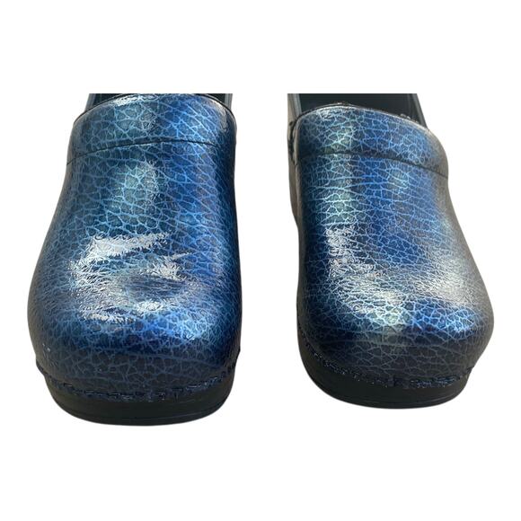 DANSKO Professional Metallic Blue Crackle Clogs EU 35 US 5 Nurse Work Shoe - Picture 10 of 16